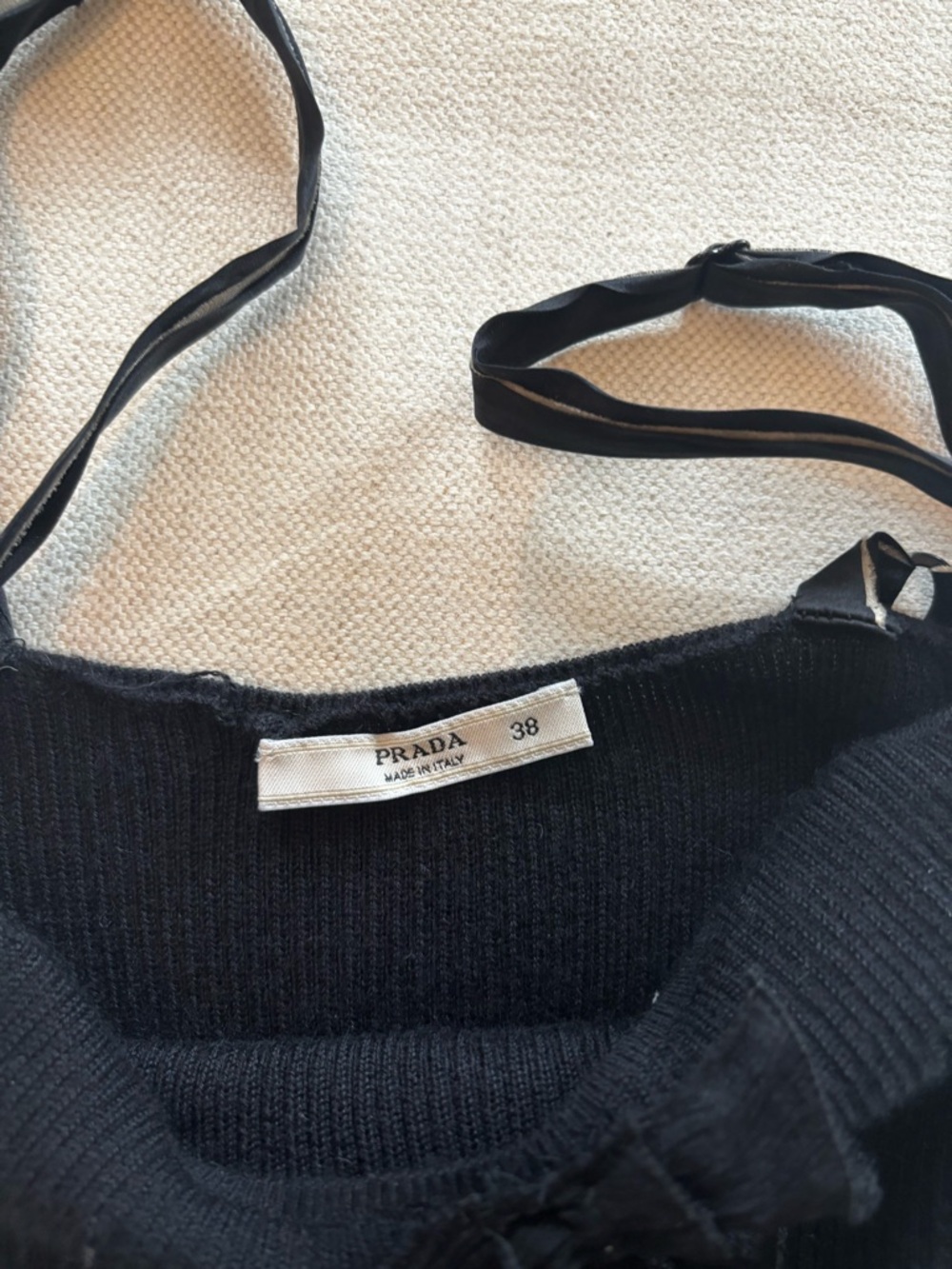 Vintage Prada Black Knit Cami with Ruffle Trim - Picture 3 of 3